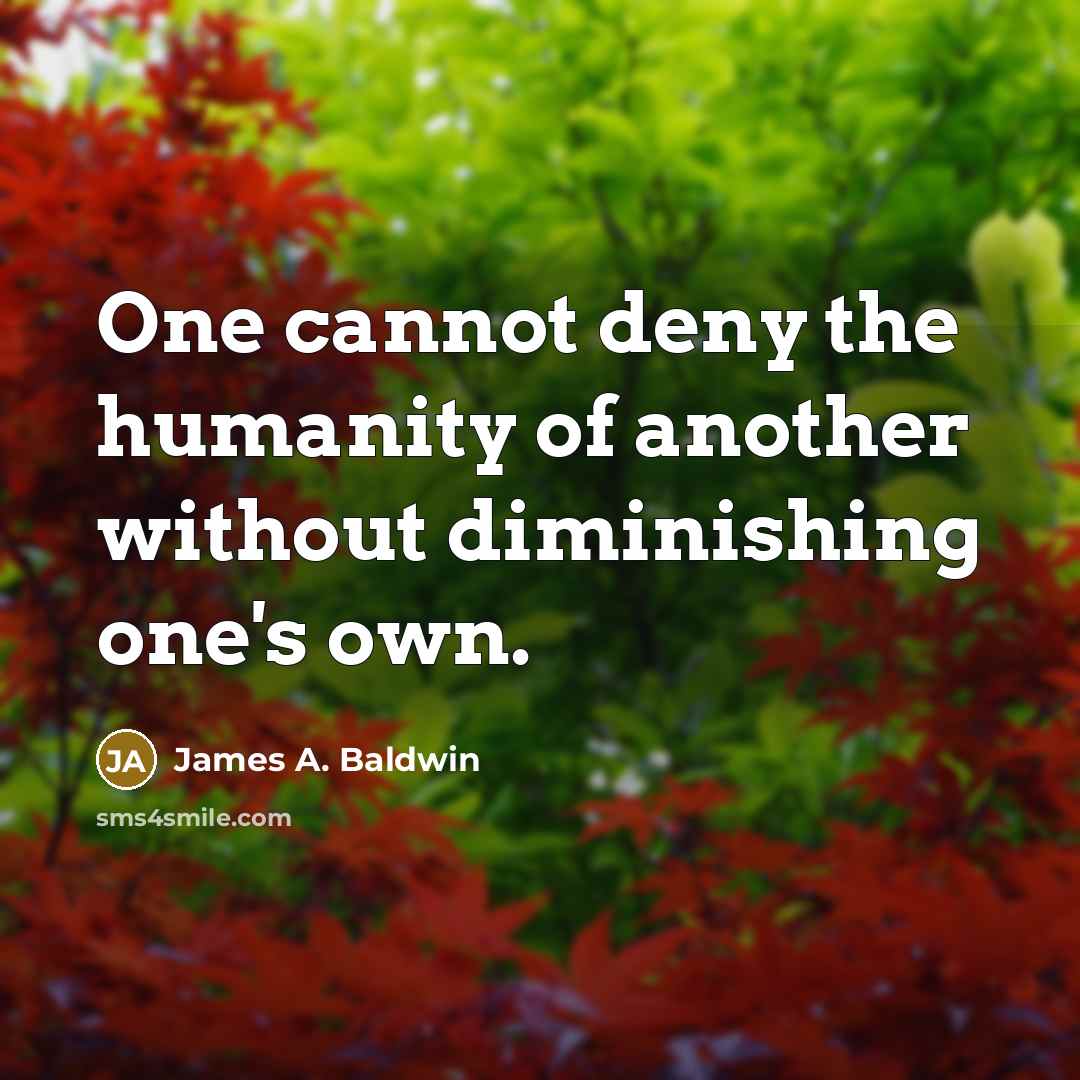 “One cannot deny the humanity of another without diminishing one's…” quote by James A. Baldwin