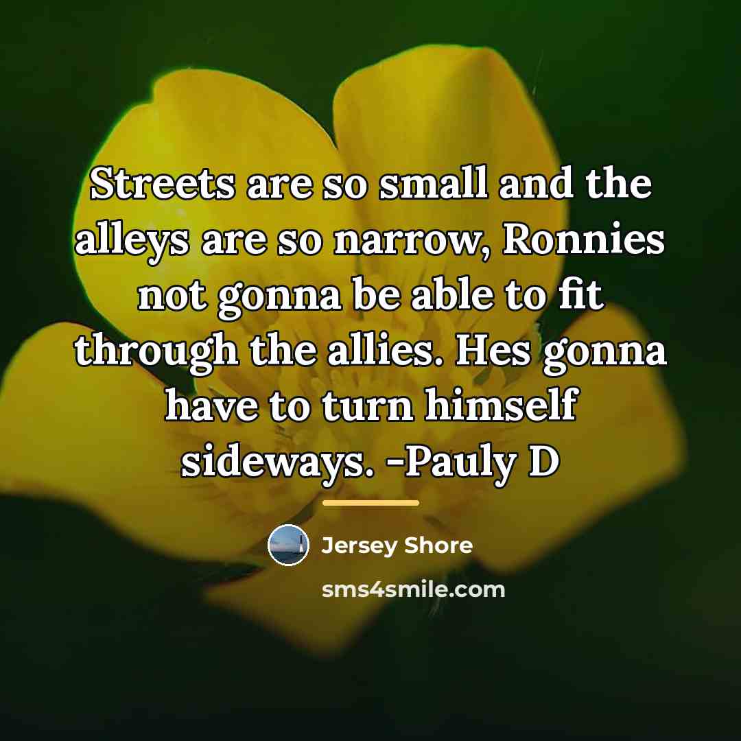“Streets are so small and the alleys are so narrow,…” quote by Jersey Shore