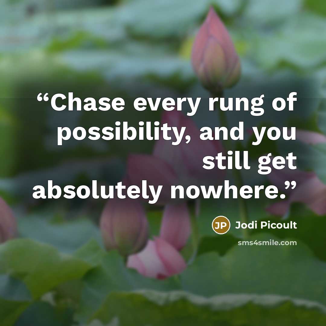 “Chase every rung of possibility, and you still get absolutely nowhere.” quote by Jodi Picoult