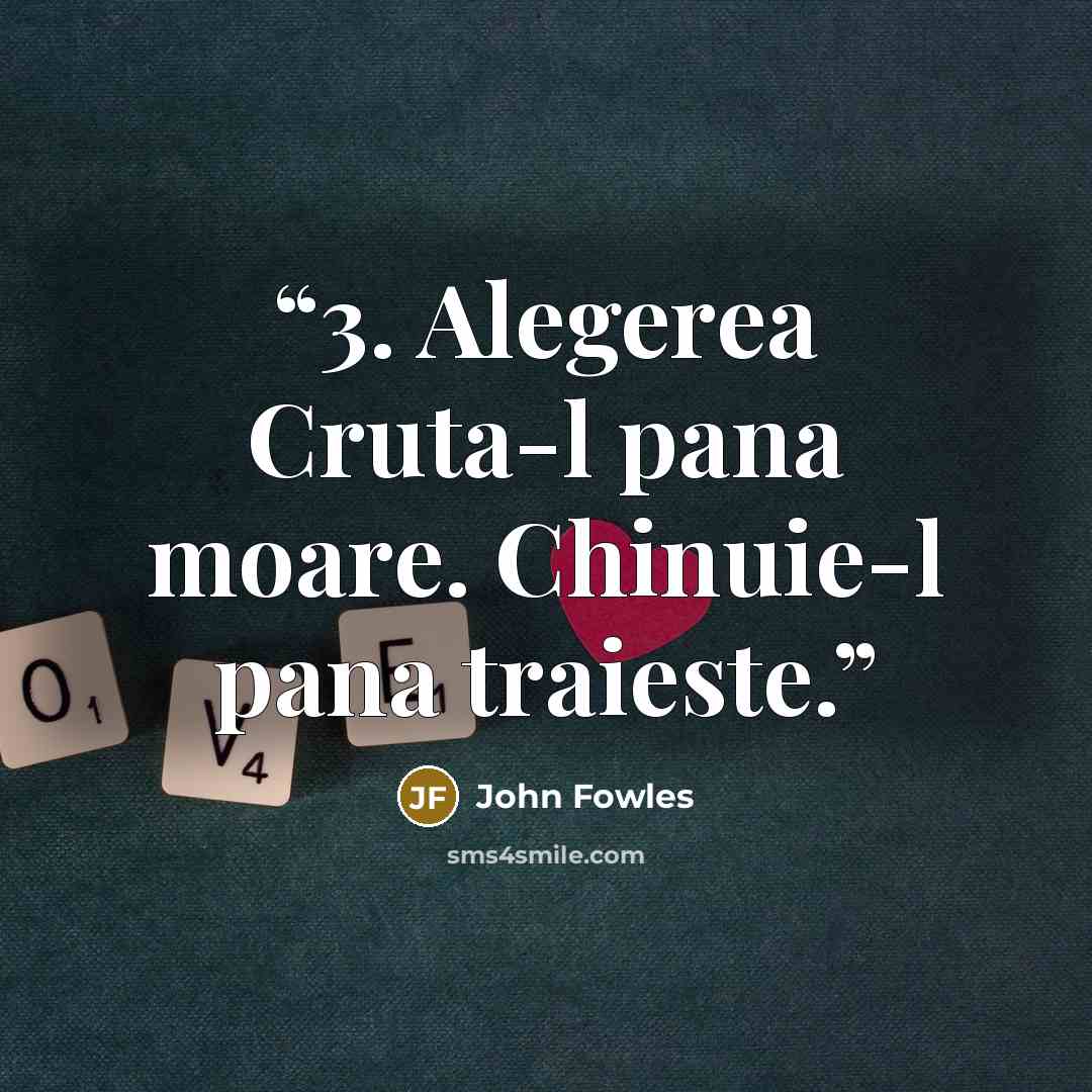 “3. Alegerea Cruta-l pana moare. Chinuie-l pana traieste.” quote by John Fowles