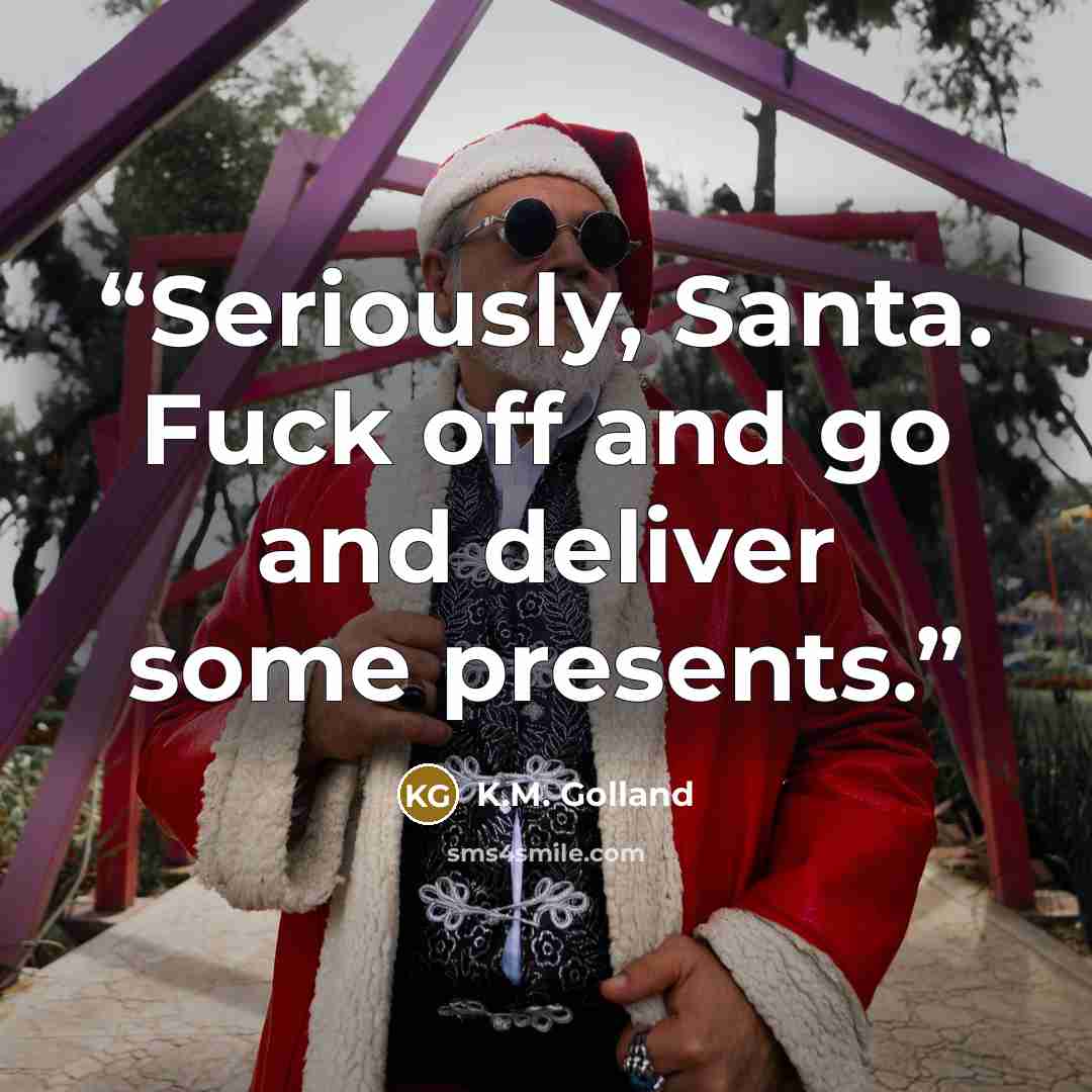 “Seriously, Santa. Fuck off and go and deliver some presents.” quote by K.M. Golland