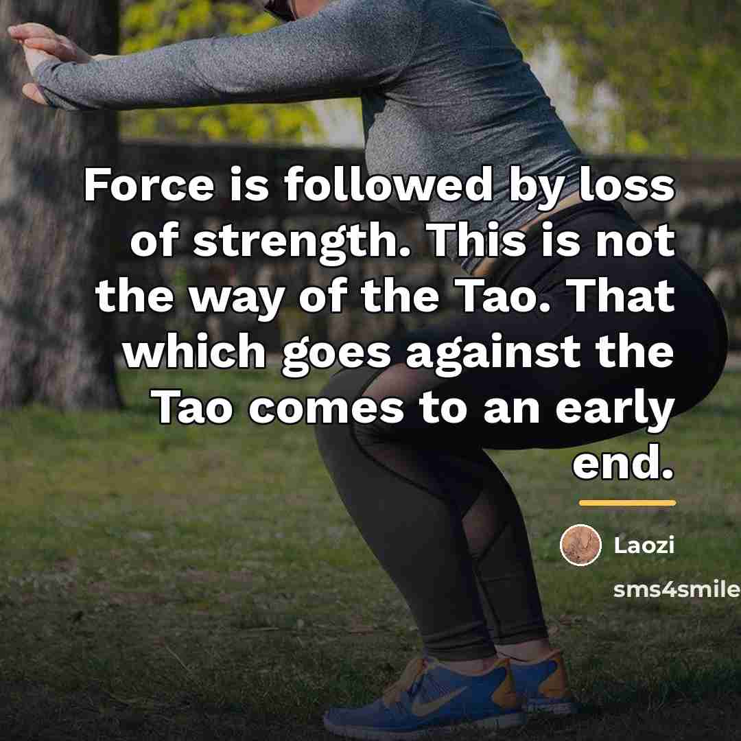 “Force is followed by loss of strength. This is not…” quote by Laozi