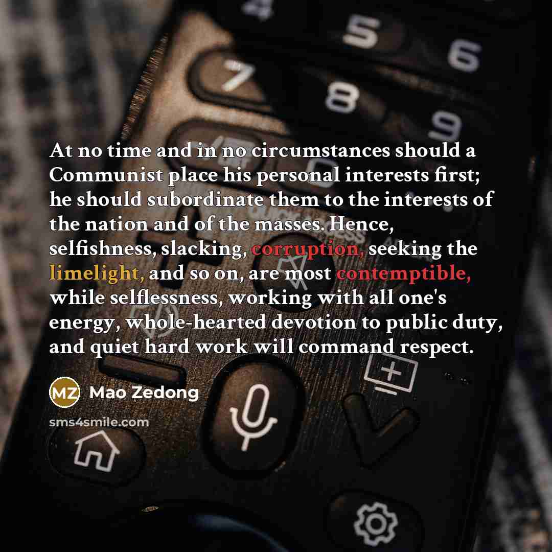 “At no time and in no circumstances should a Communist…” quote by Mao Zedong