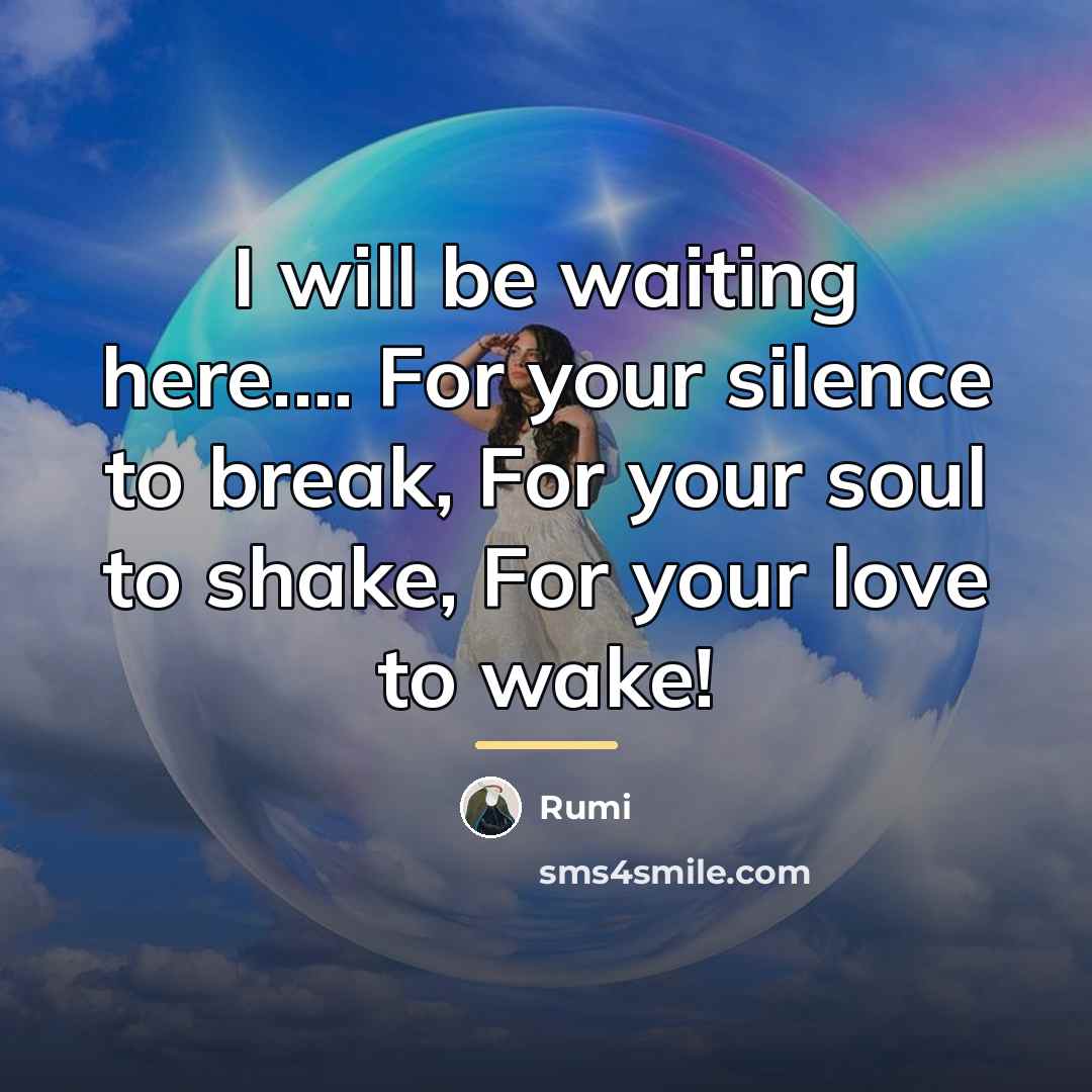 “I will be waiting here.... For your silence to break,…” quote by Rumi