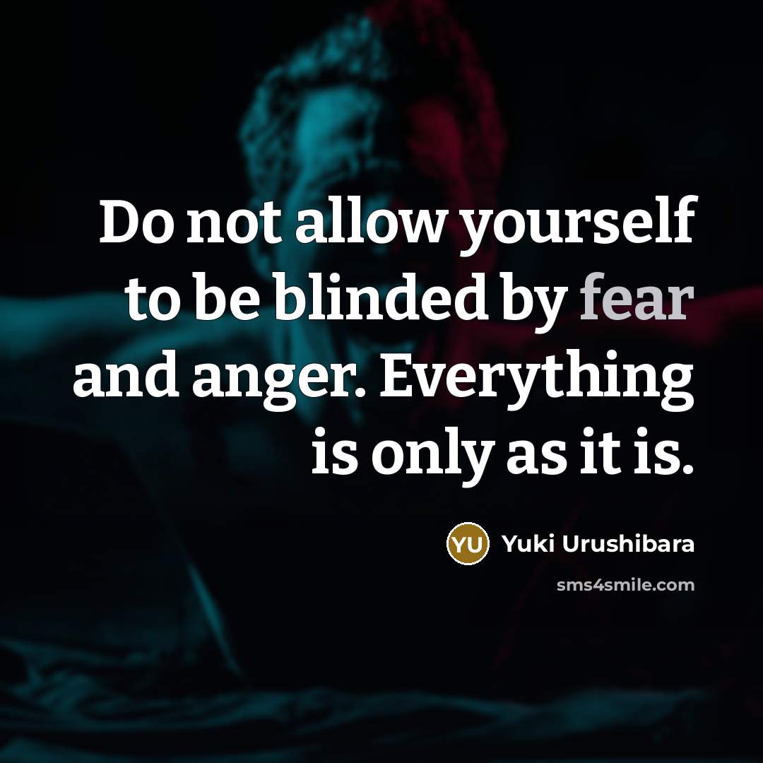 “Do not allow yourself to be blinded by fear and anger. Everything is only as it is.” quote by Yuki Urushibara