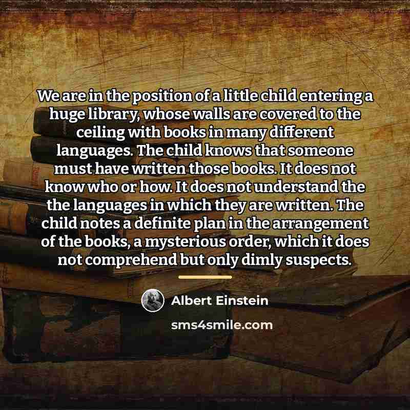 “We are in the position of a little child entering…” quote by Albert Einstein