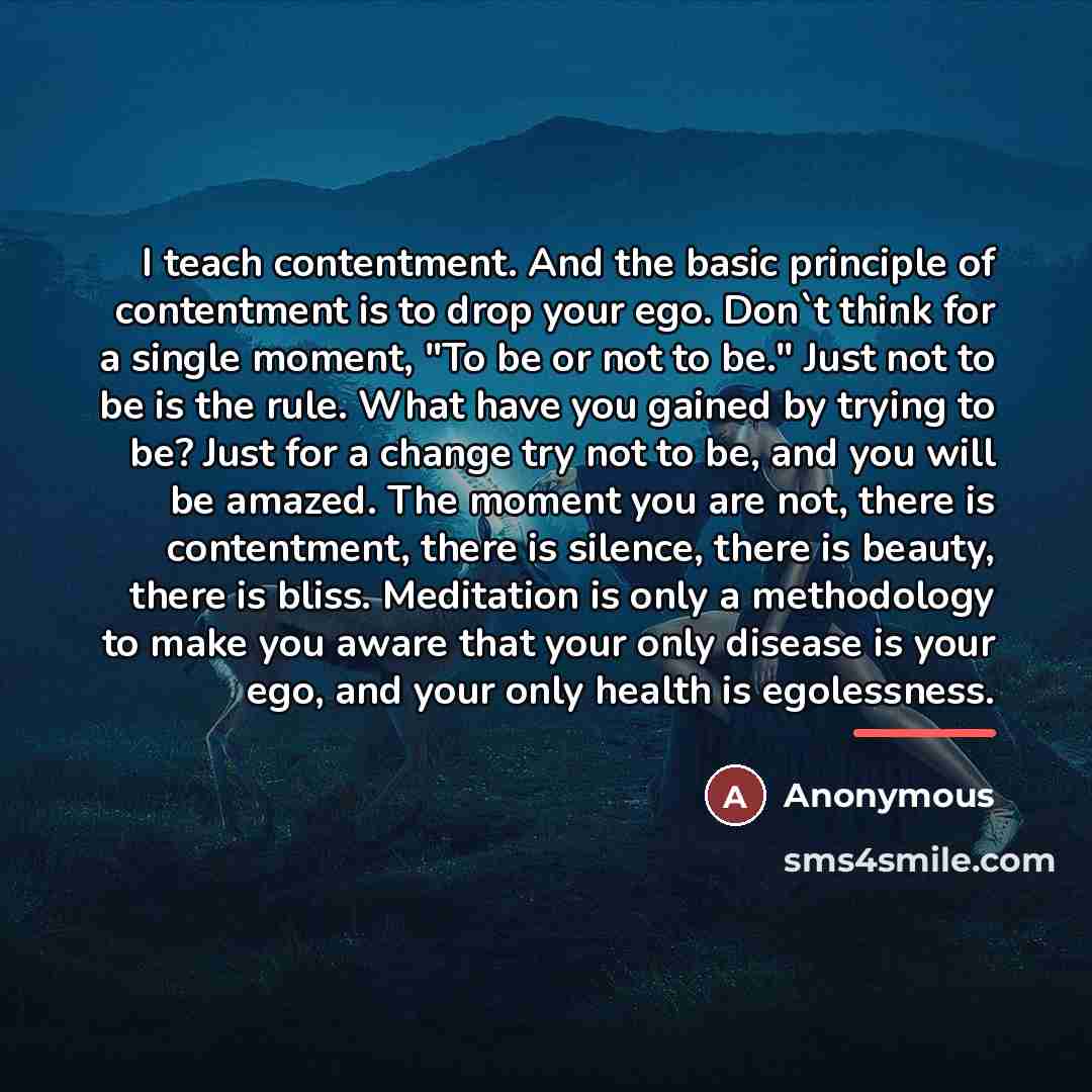 “I teach contentment. And the basic principle of contentment is…” quote by Anonymous