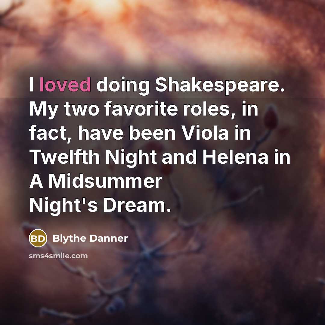 “I loved doing Shakespeare. My two favorite roles, in fact,…” quote by Blythe Danner