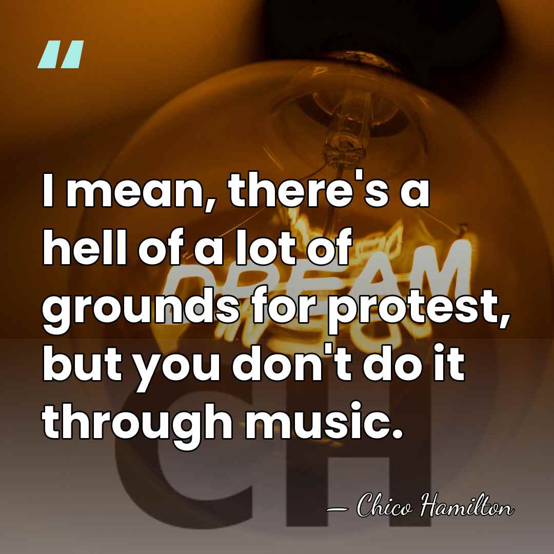 I mean, there's a hell of a lot of grounds for protest,&hellip; - Chico Hamilton