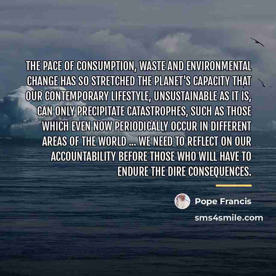“The pace of consumption, waste and environmental change has so…” quote by Pope Francis
