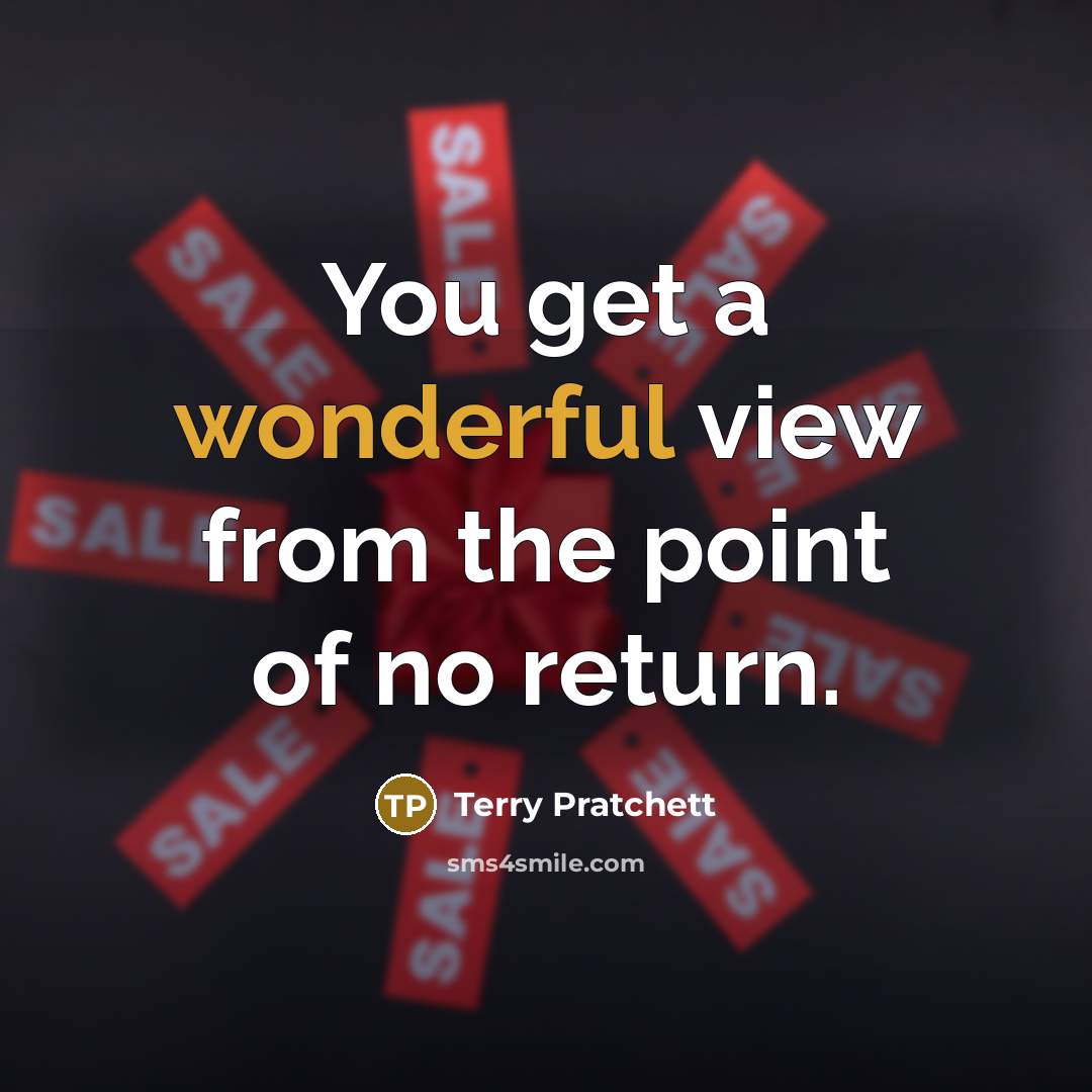 “You get a wonderful view from the point of no…” quote by Terry Pratchett