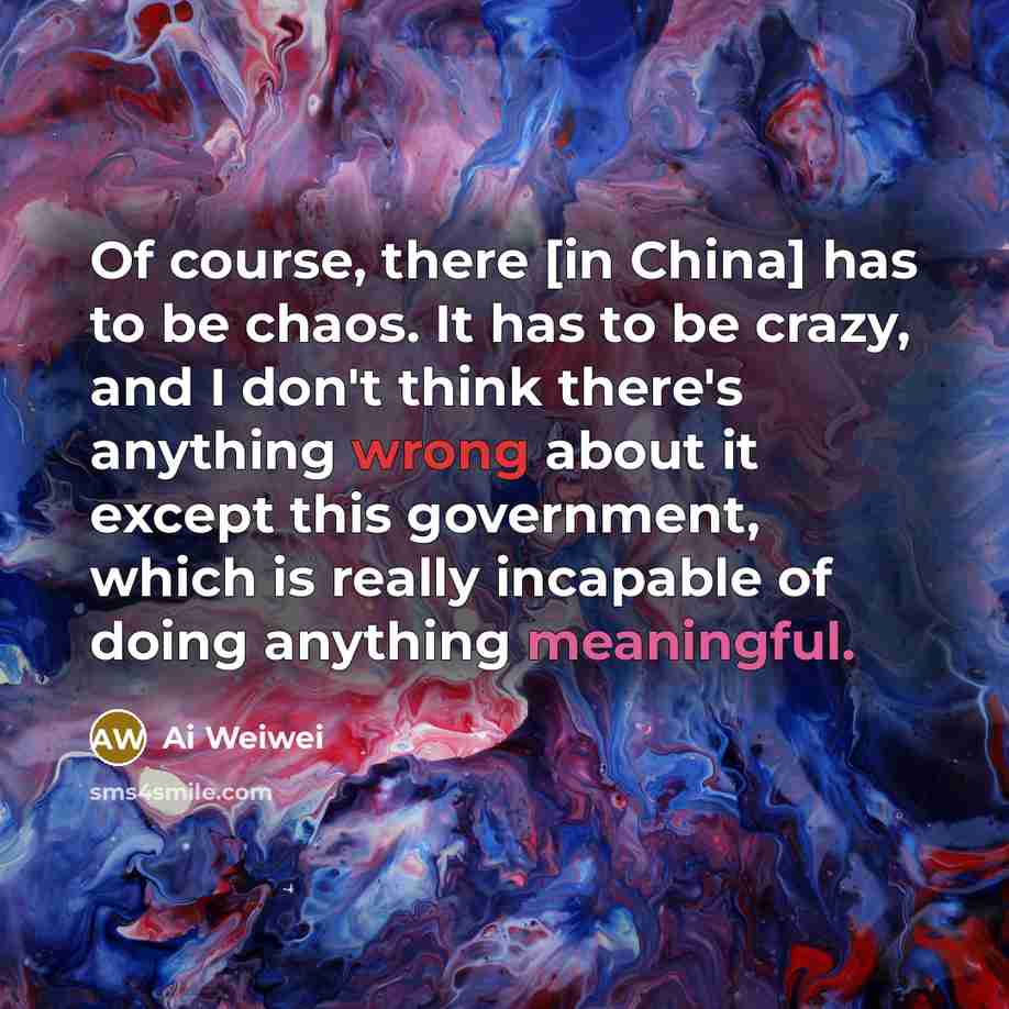 “Of course, there [in China] has to be chaos. It…” quote by Ai Weiwei