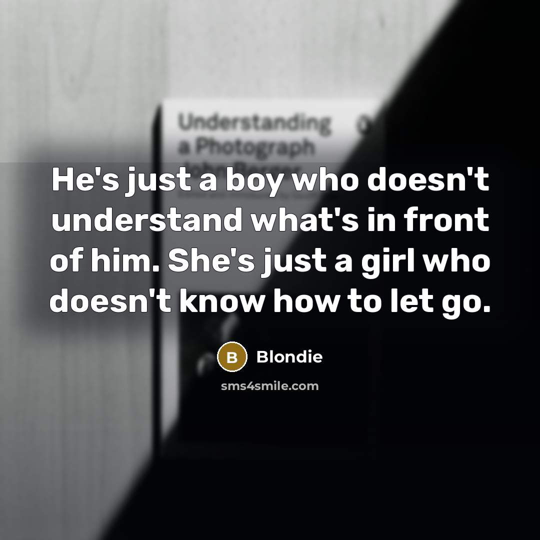 “He's just a boy who doesn't understand what's in front…” quote by Blondie