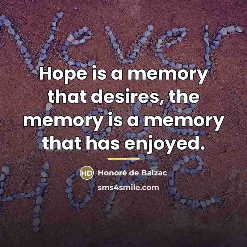 “Hope is a memory that desires, the memory is a…” quote by Honore de Balzac