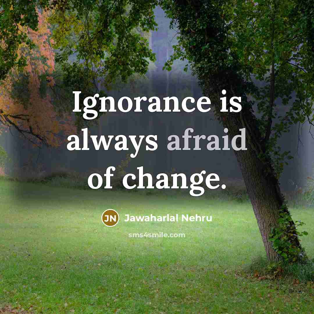 “Ignorance is always afraid of change.” quote by Jawaharlal Nehru