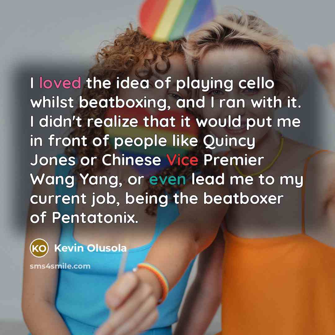 “I loved the idea of playing cello whilst beatboxing, and…” quote by Kevin Olusola