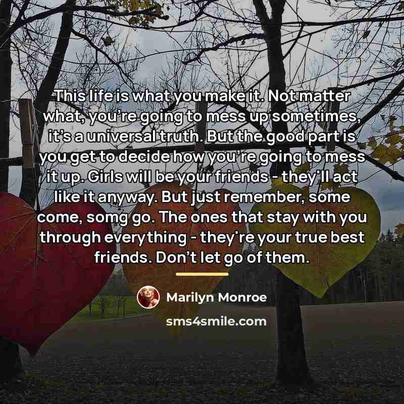 “This life is what you make it. Not matter what,…” quote by Marilyn Monroe