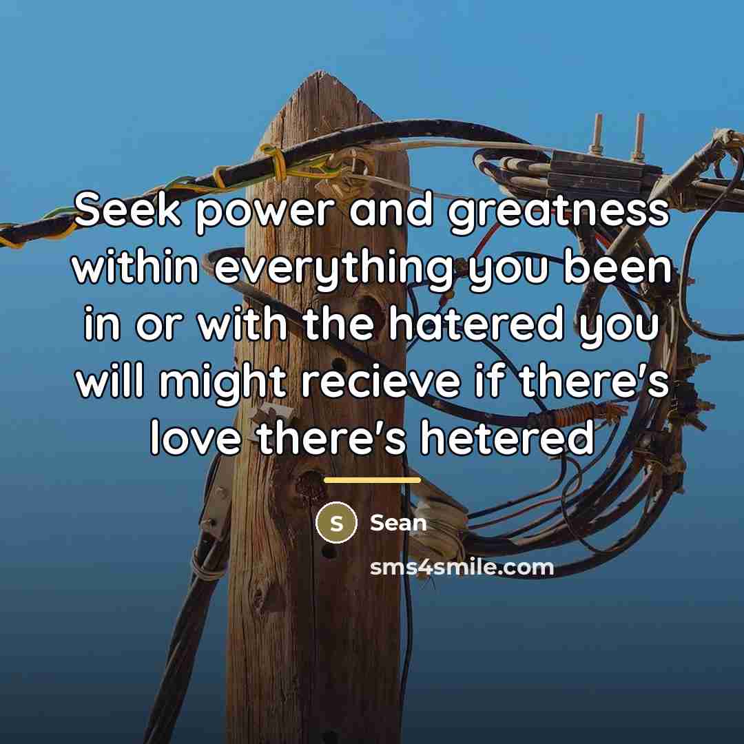 “Seek power and greatness within everything you been in or…” quote by Sean