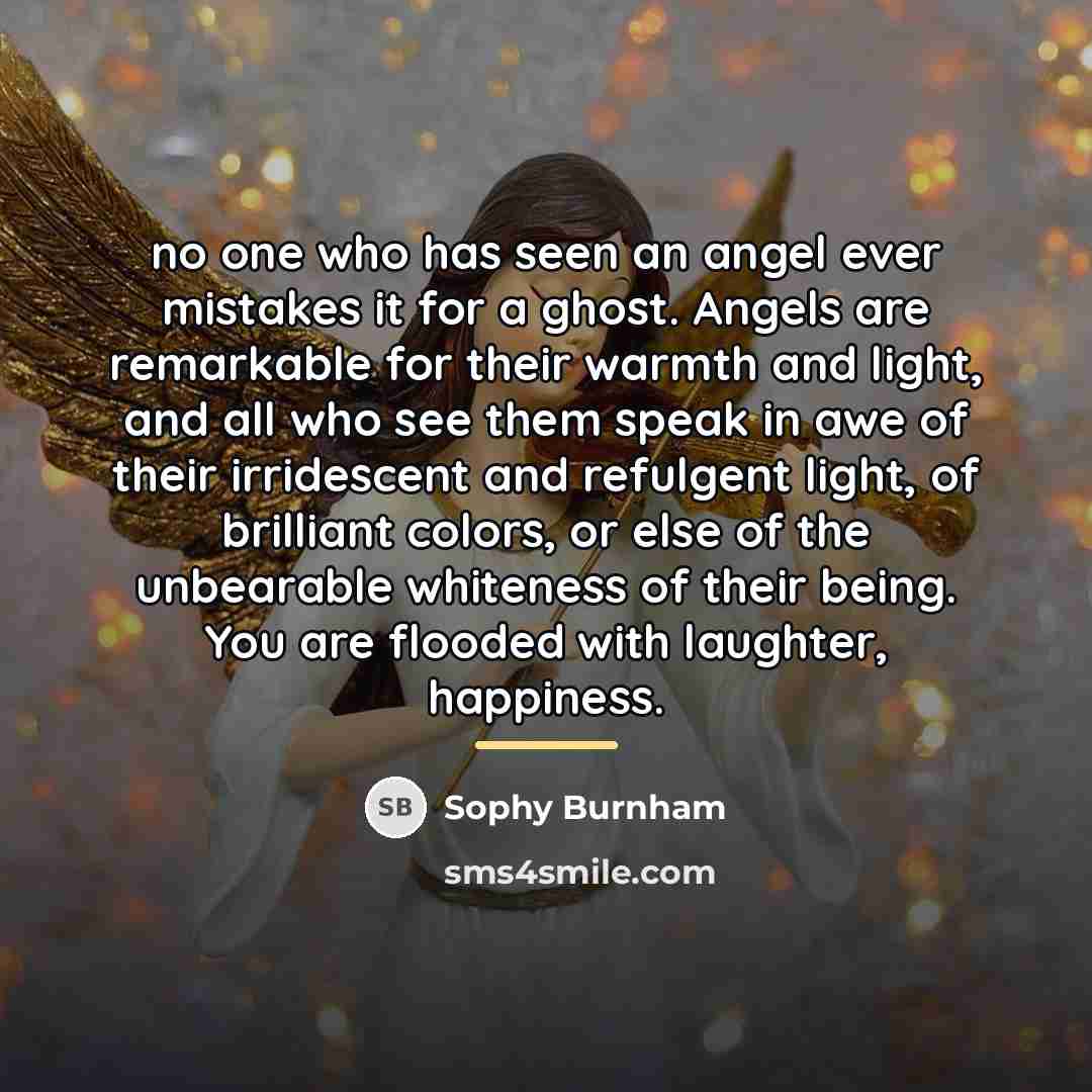 “no one who has seen an angel ever mistakes it…” quote by Sophy Burnham
