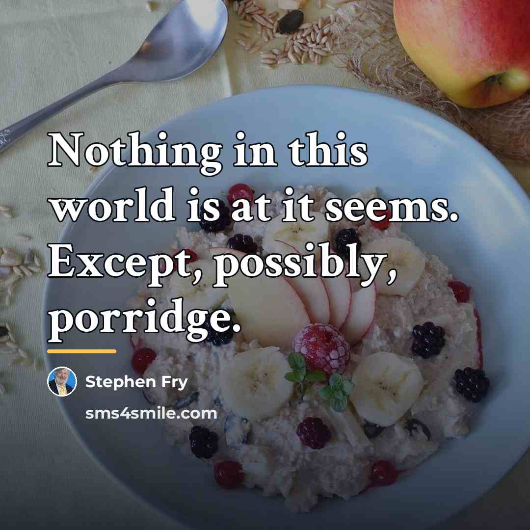“Nothing in this world is at it seems. Except, possibly,…” quote by Stephen Fry