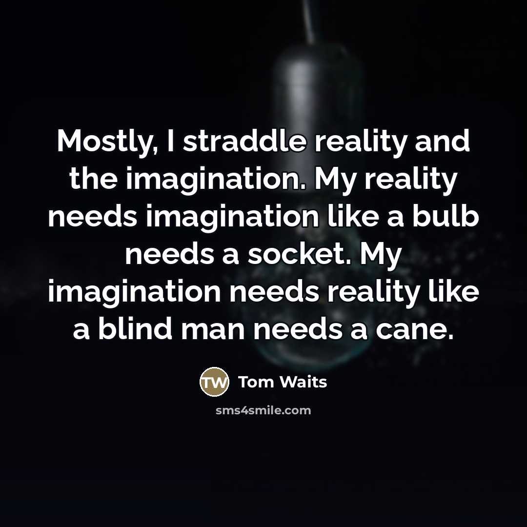 “Mostly, I straddle reality and the imagination. My reality needs…” quote by Tom Waits