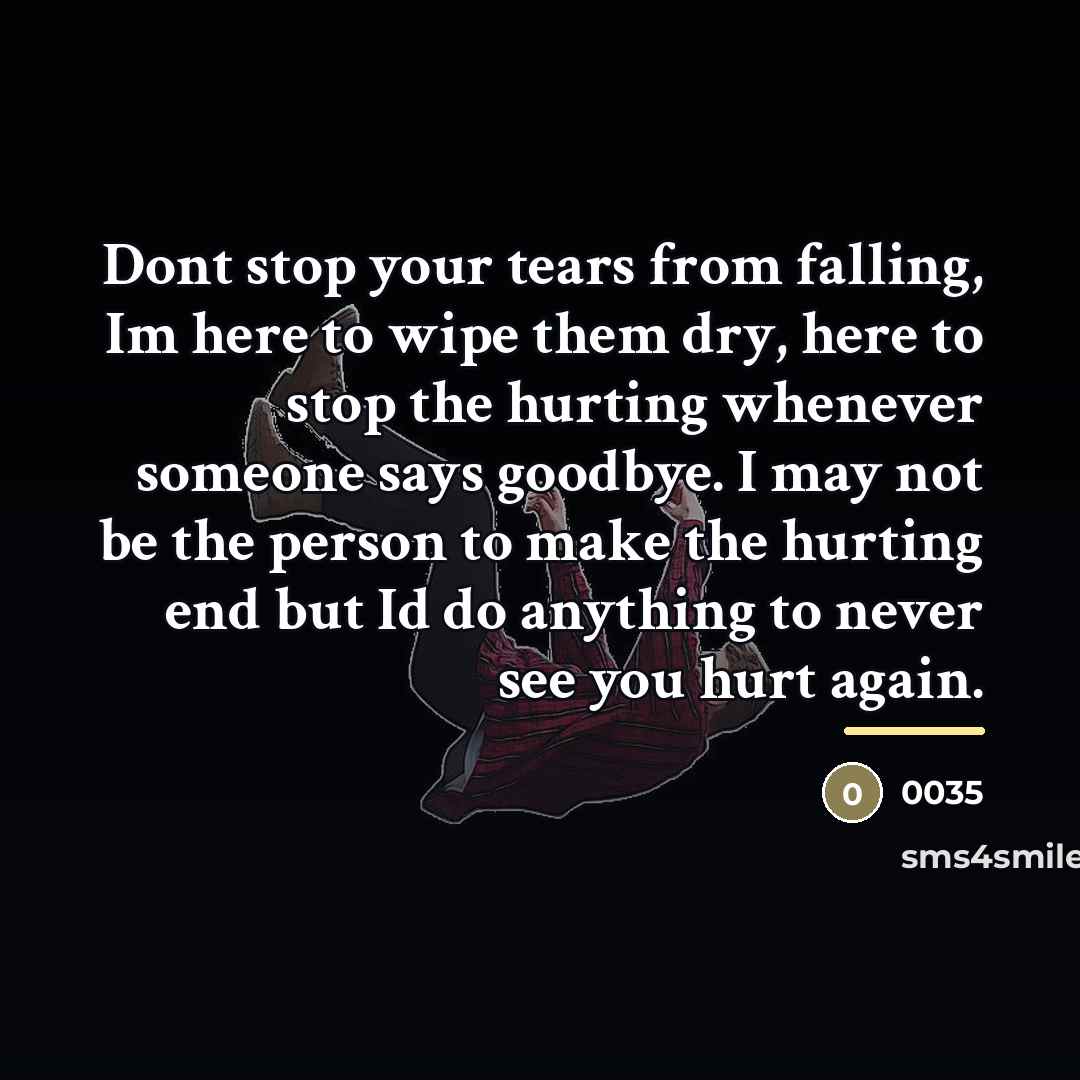 “Dont stop your tears from falling, Im here to wipe…” quote by 0035