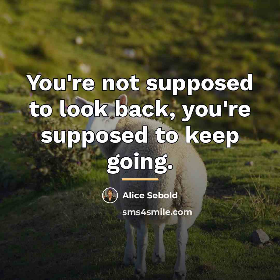 “You're not supposed to look back, you're supposed to keep…” quote by Alice Sebold