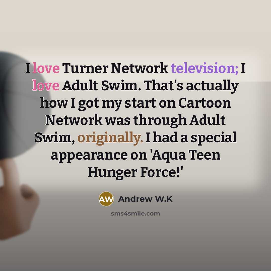 “I love Turner Network television; I love Adult Swim. That's…” quote by Andrew W.K