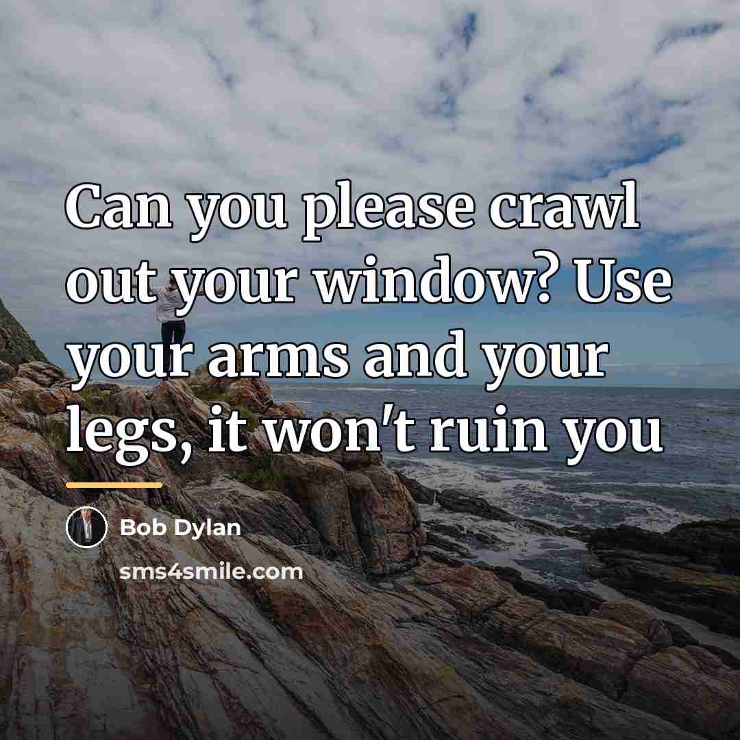 “Can you please crawl out your window? Use your arms…” quote by Bob Dylan