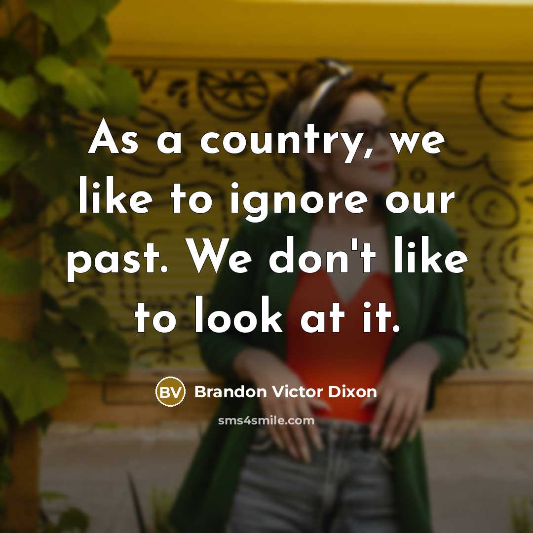 “As a country, we like to ignore our past. We…” quote by Brandon Victor Dixon