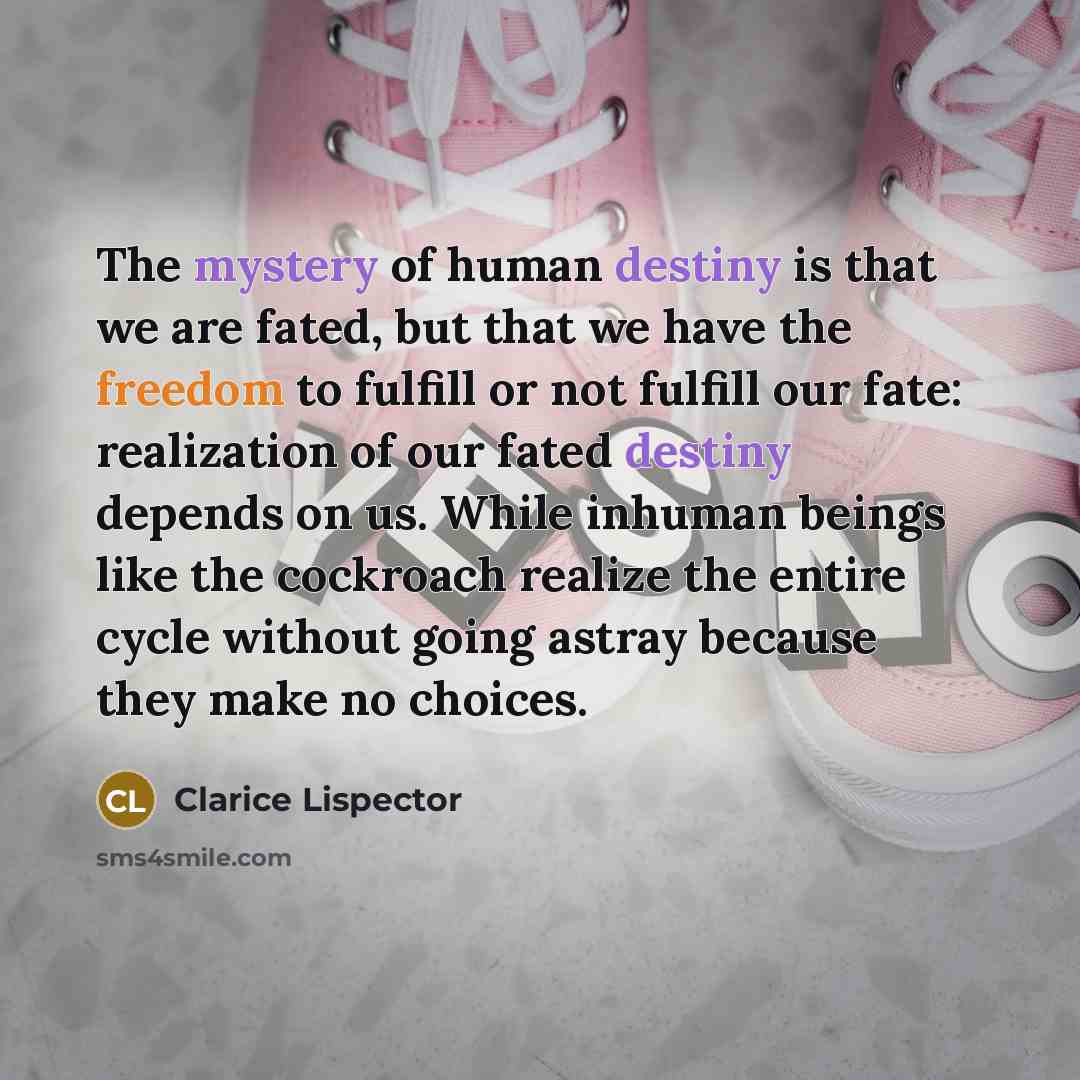 “The mystery of human destiny is that we are fated,…” quote by Clarice Lispector