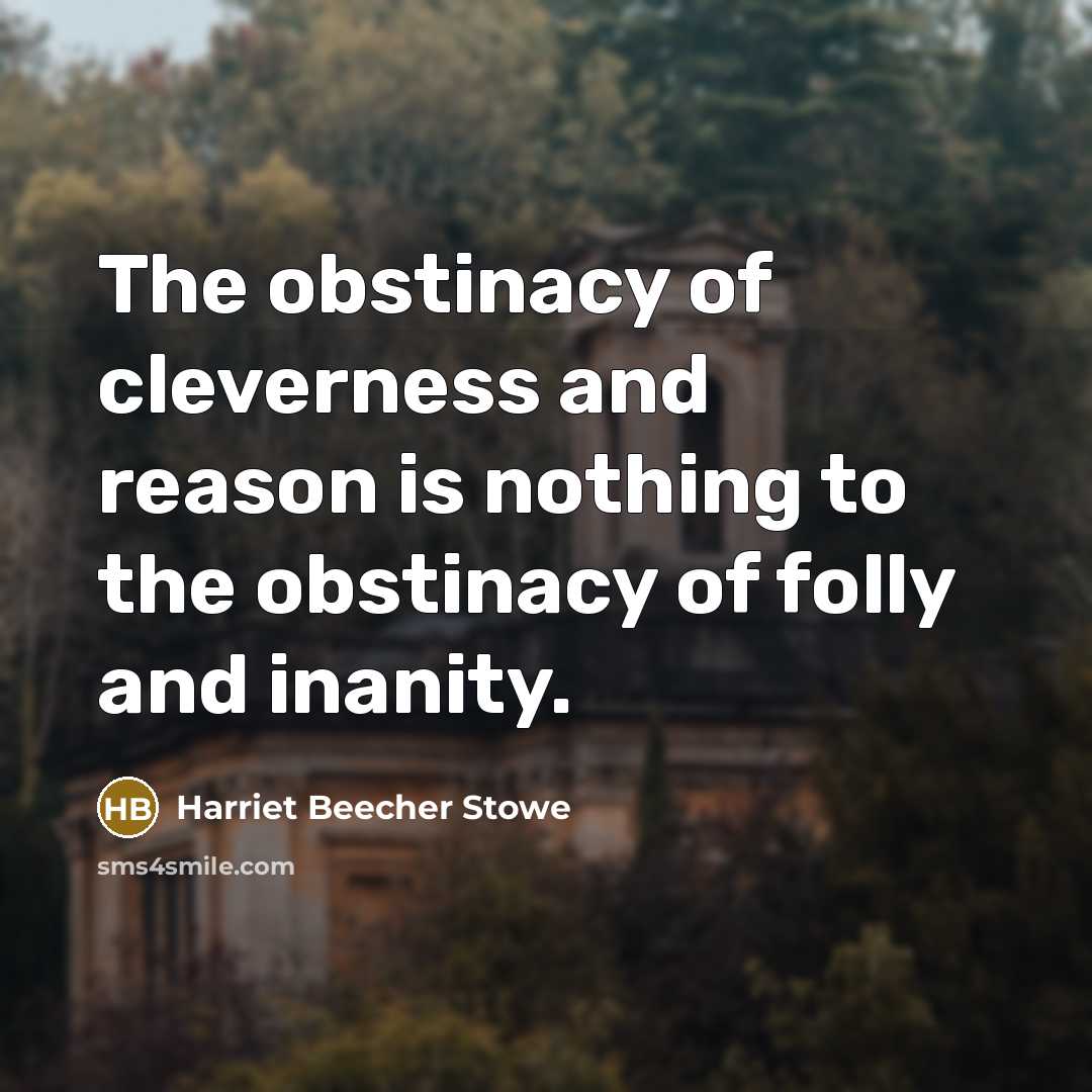 “The obstinacy of cleverness and reason is nothing to the…” quote by Harriet Beecher Stowe