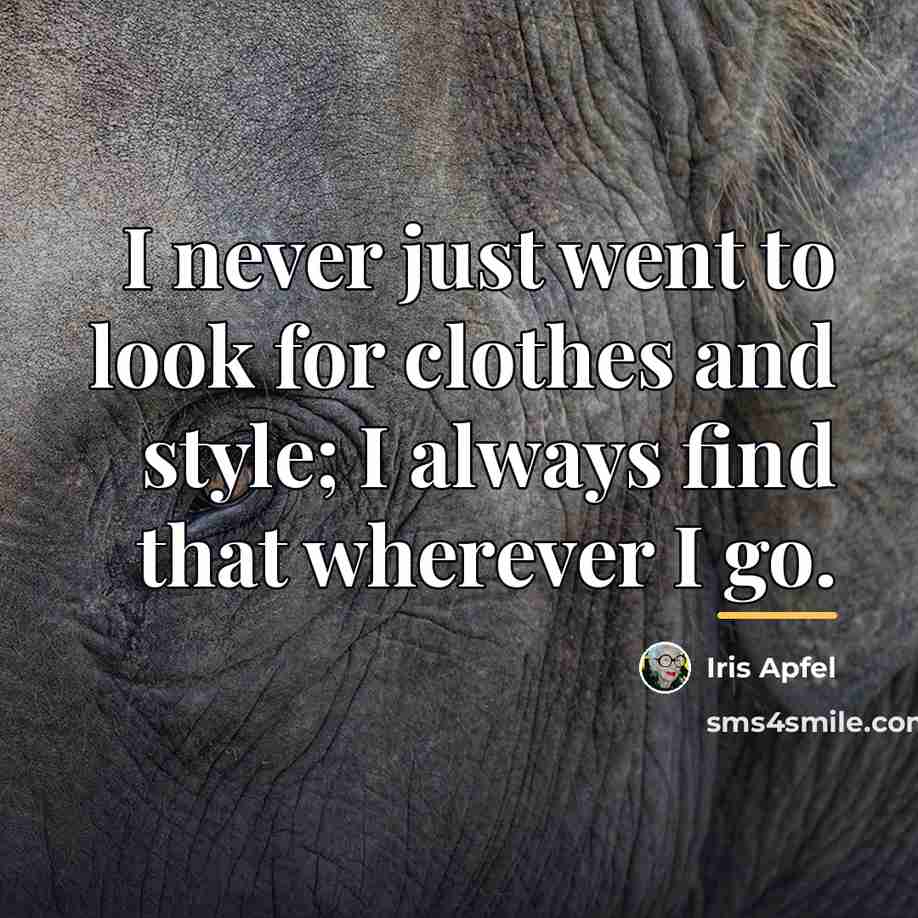 “I never just went to look for clothes and style;…” quote by Iris Apfel