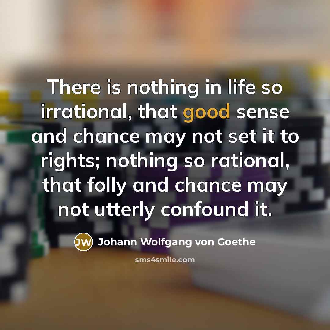 “There is nothing in life so irrational, that good sense…” quote by Johann Wolfgang von Goethe