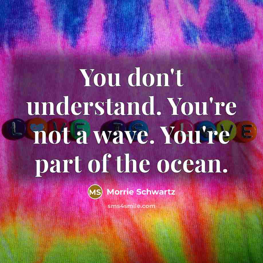 “You don't understand. You're not a wave. You're part of…” quote by Morrie Schwartz