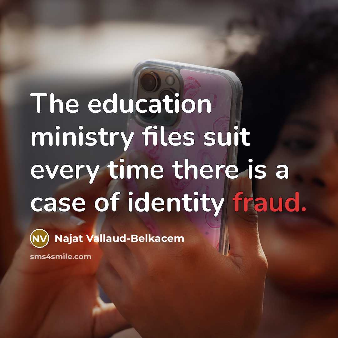 “The education ministry files suit every time there is a…” quote by Najat Vallaud-Belkacem