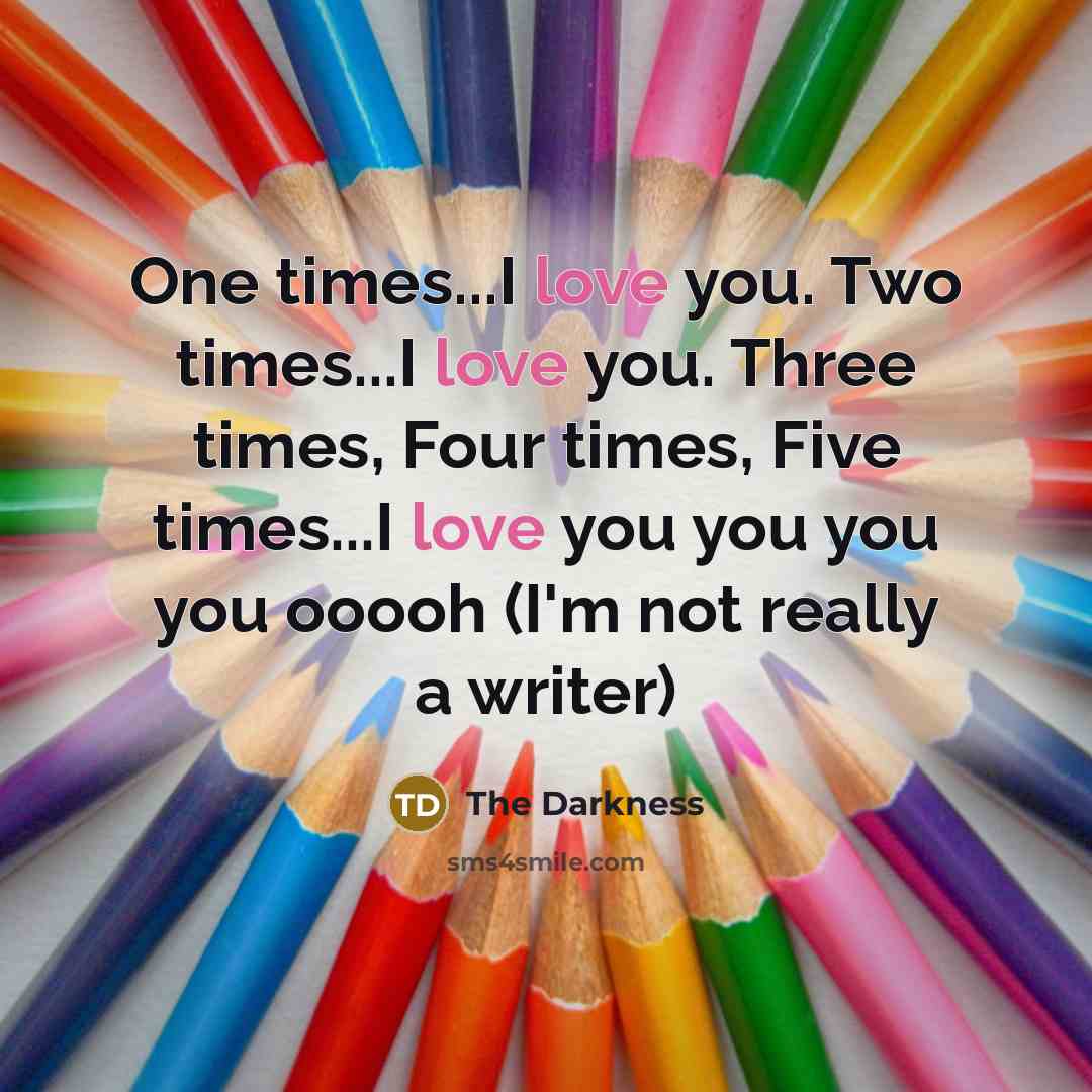 “One times...I love you. Two times...I love you. Three times, Four times, Five times...I love you you you you ooooh (I'm not really a writer)” quote by The Darkness