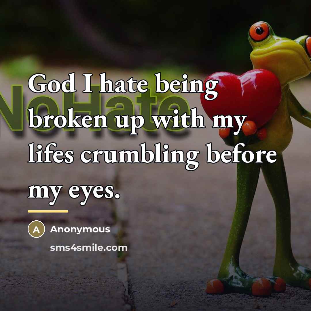“God I hate being broken up with my lifes crumbling…” quote by Anonymous