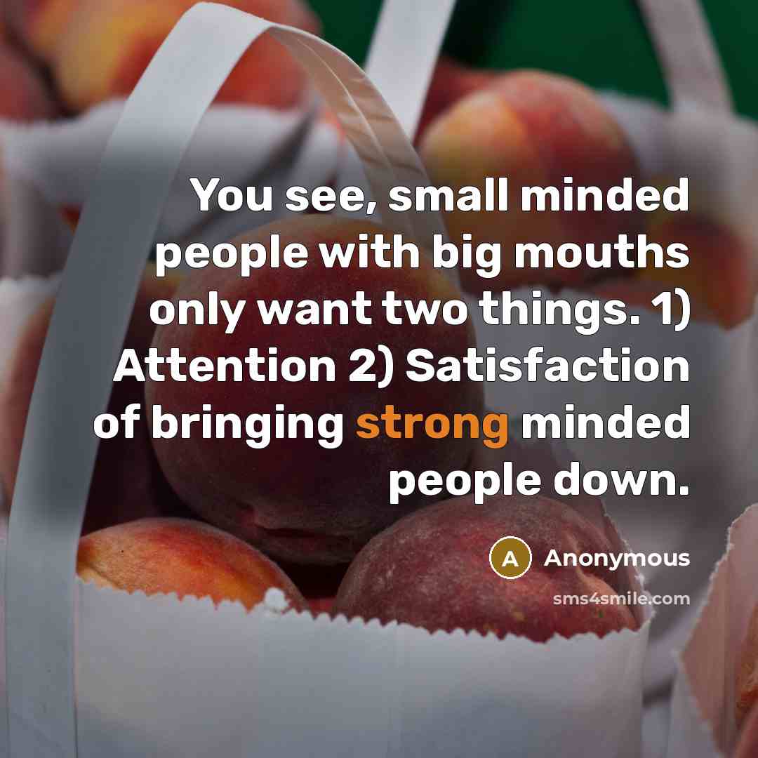 “You see, small minded people with big mouths only want…” quote by Anonymous