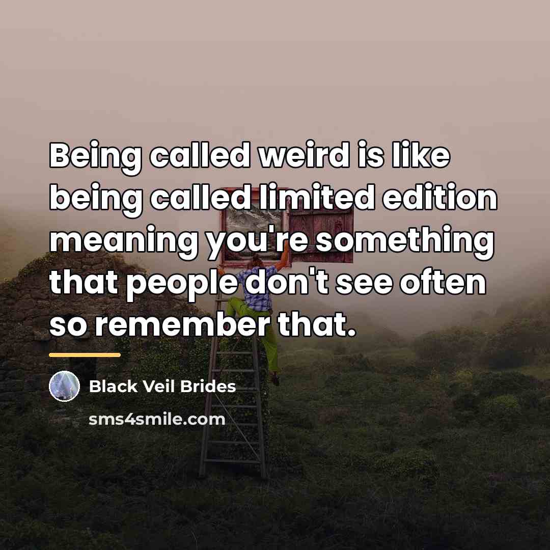 “Being called weird is like being called limited edition meaning…” quote by Black Veil Brides