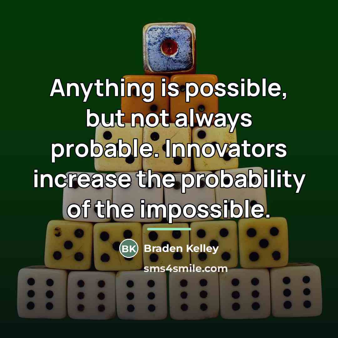 “Anything is possible, but not always probable. Innovators increase the…” quote by Braden Kelley