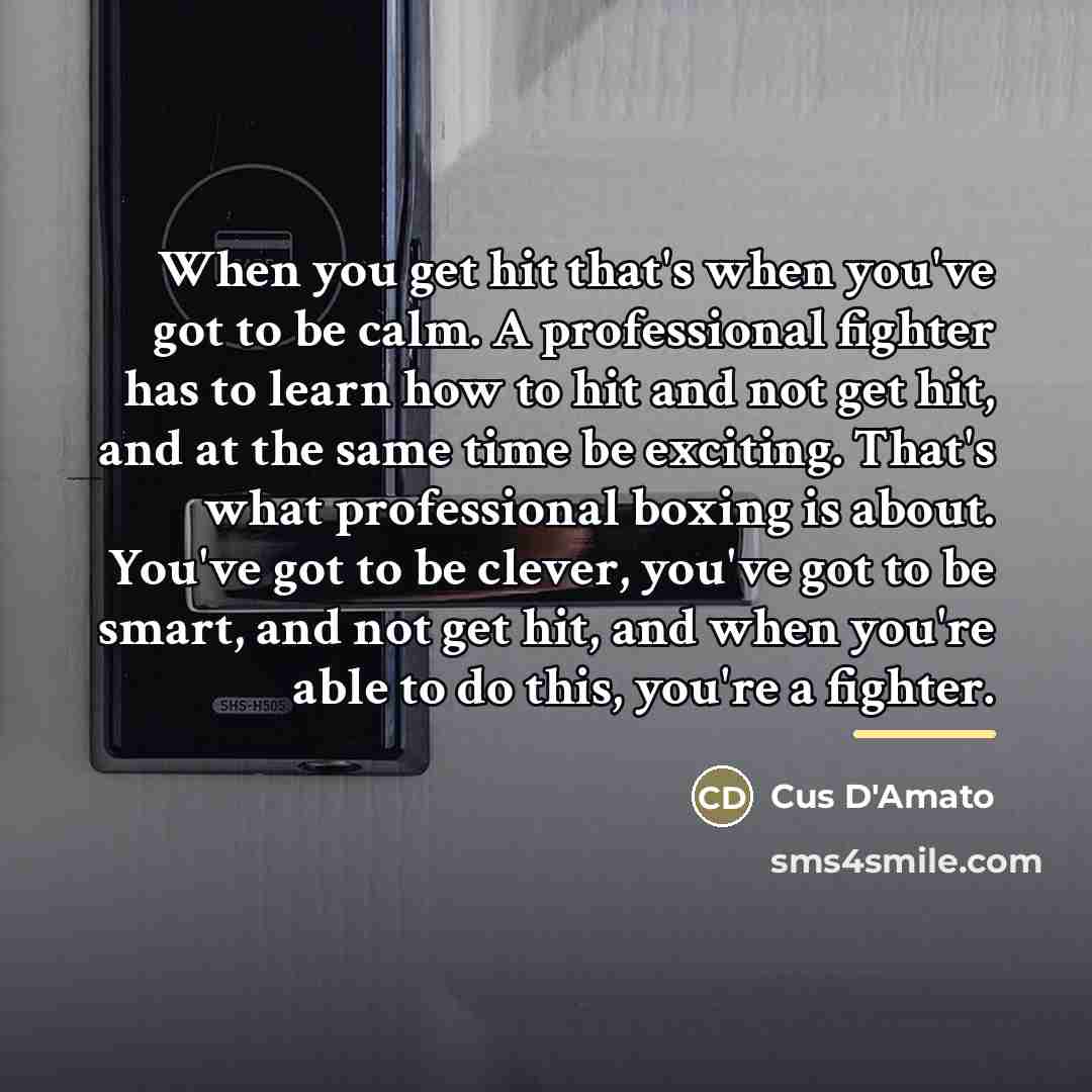 “When you get hit that's when you've got to be…” quote by Cus D'Amato