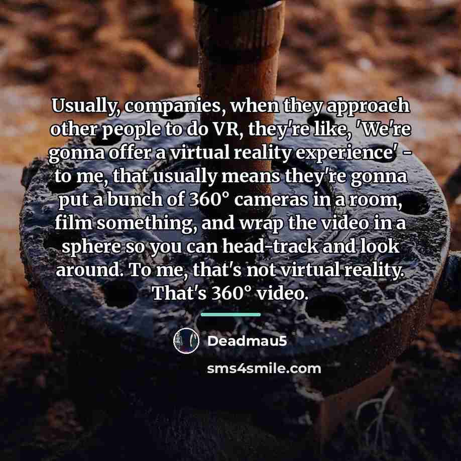 “Usually, companies, when they approach other people to do VR,…” quote by Deadmau5