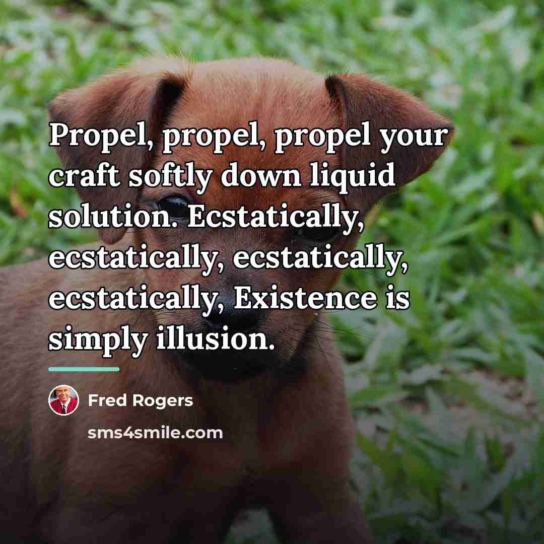 “Propel, propel, propel your craft softly down liquid solution. Ecstatically,…” quote by Fred Rogers