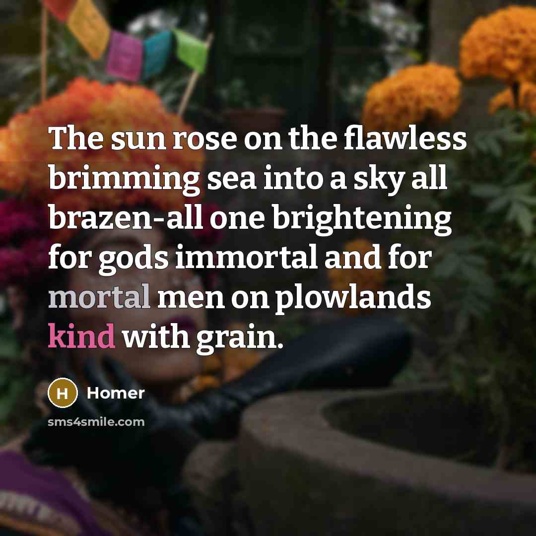 “The sun rose on the flawless brimming sea into a…” quote by Homer