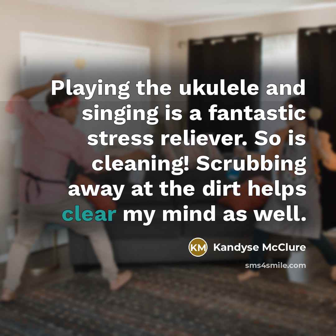 “Playing the ukulele and singing is a fantastic stress reliever.…” quote by Kandyse McClure
