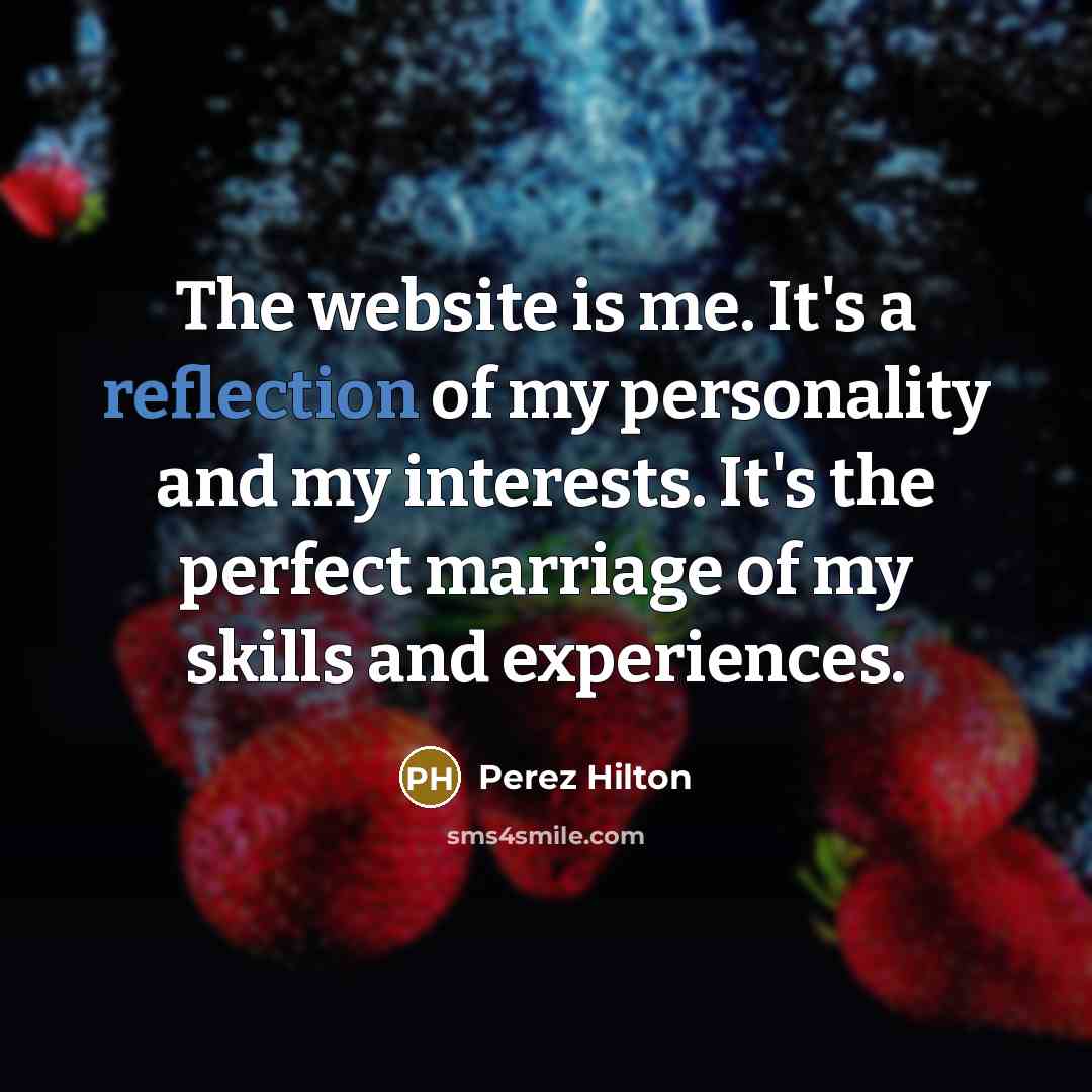 “The website is me. It's a reflection of my personality and my interests. It's the perfect marriage of my skills and experiences.” quote by Perez Hilton