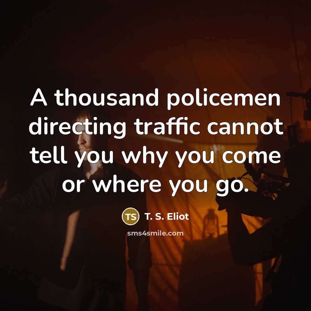 “A thousand policemen directing traffic cannot tell you why you…” quote by T. S. Eliot