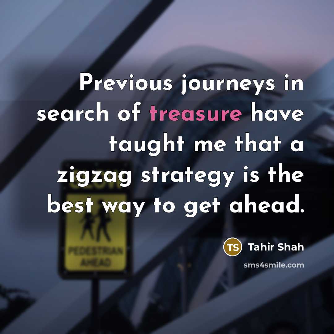 “Previous journeys in search of treasure have taught me that…” quote by Tahir Shah