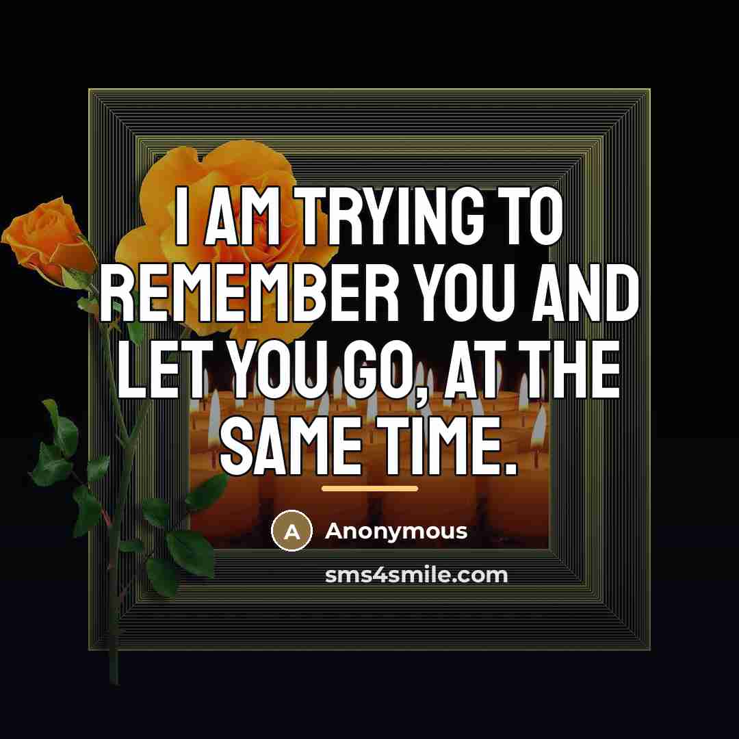 “I am trying to remember you and let you go,…” quote by Anonymous